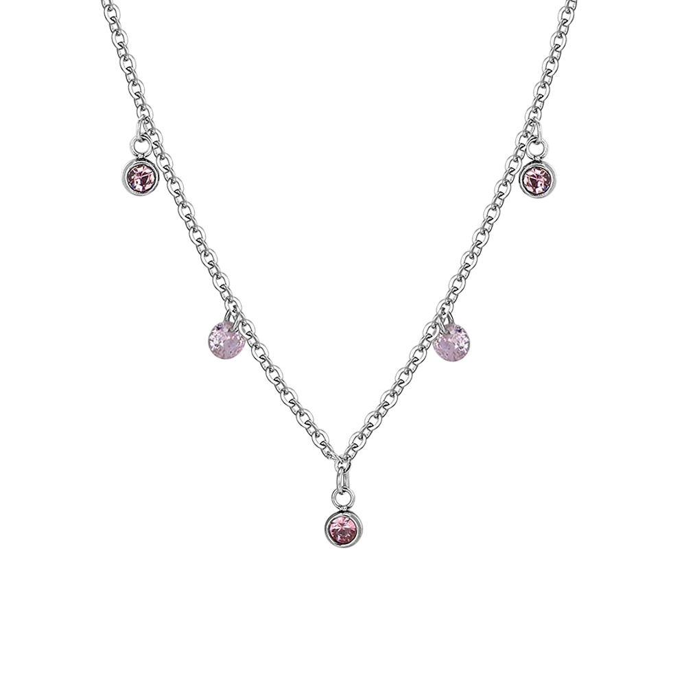 COLLANA DONNA IN ACCIAIO CRISTALLI ROSA