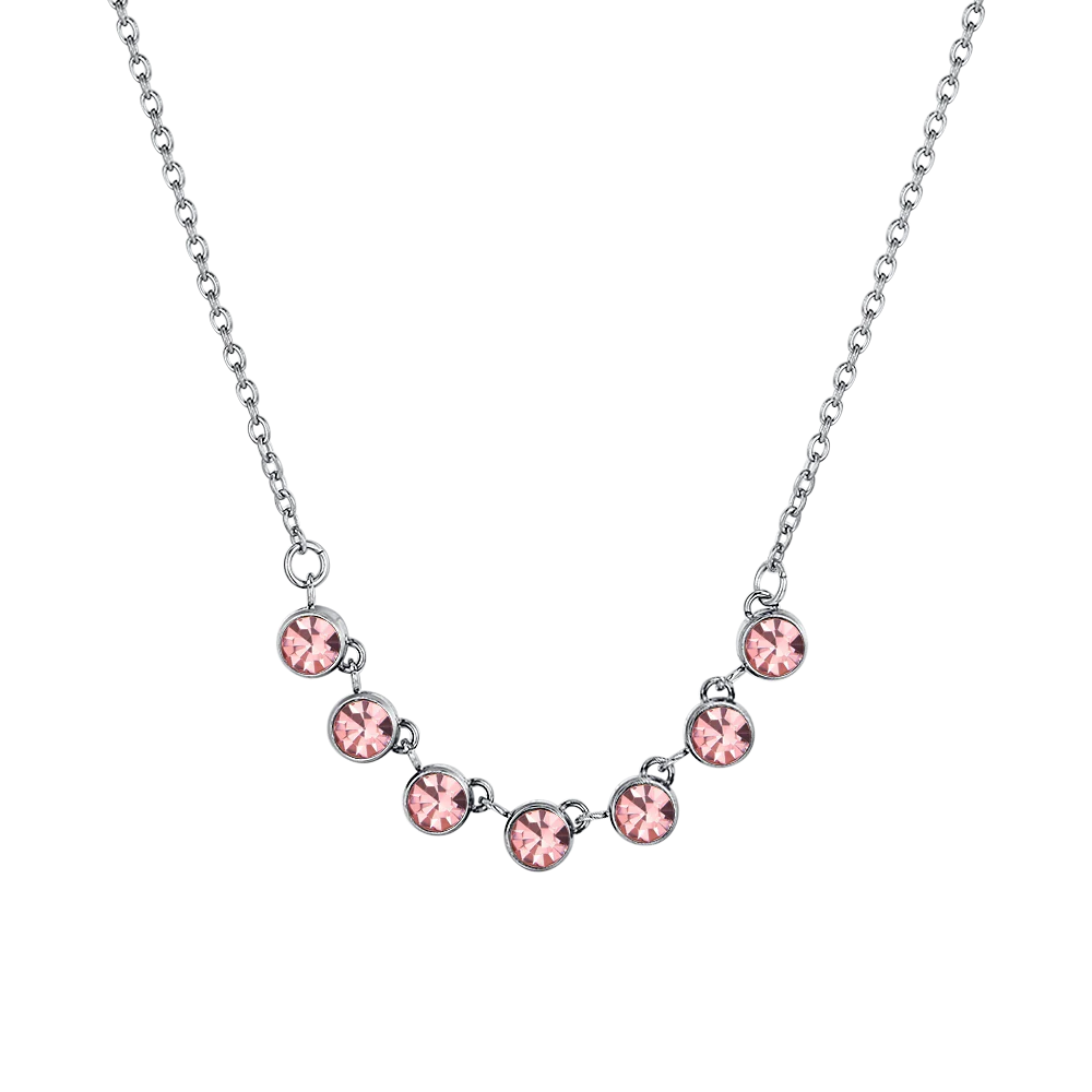 COLLANA DONNA IN ACCIAIO CRISTALLI ROSA