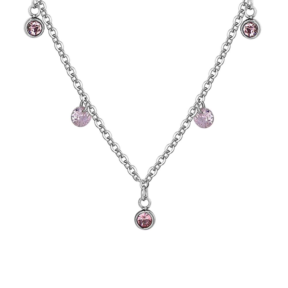 COLLANA DONNA IN ACCIAIO CRISTALLI ROSA - Image 4