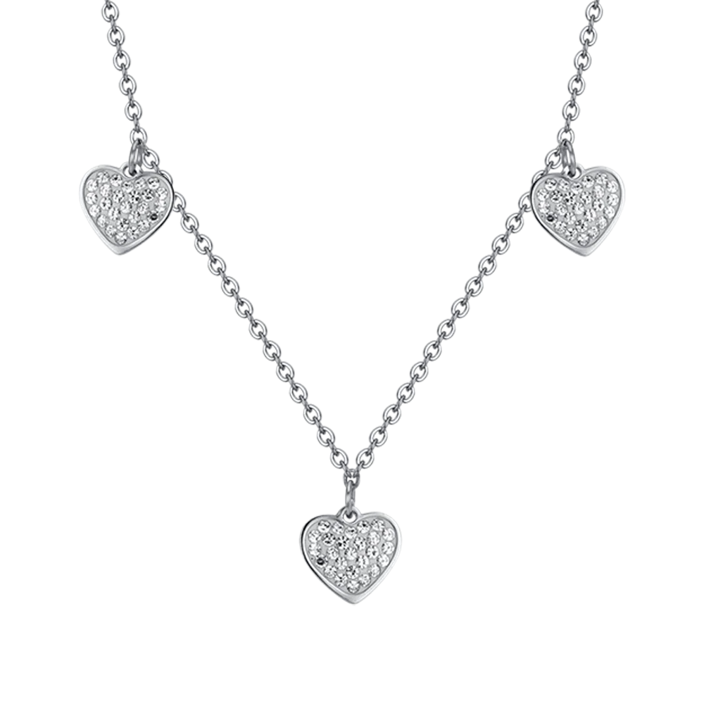 COLLANA DONNA IN ACCIAIO CUORI CON CRISTALLI BIANCHI - Image 4