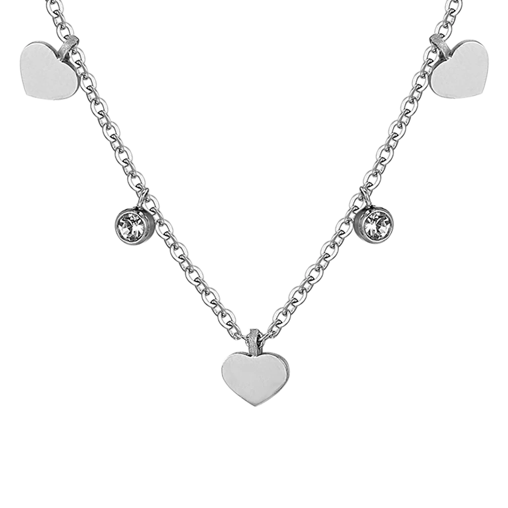 COLLANA DONNA IN ACCIAIO CUORI E CRISTALLI - Image 4
