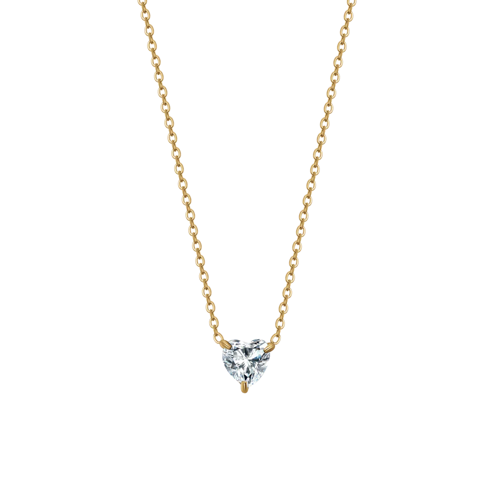 COLLANA DONNA IN ACCIAIO E IP GOLD CON CUORE CRISTALLO BIANCO