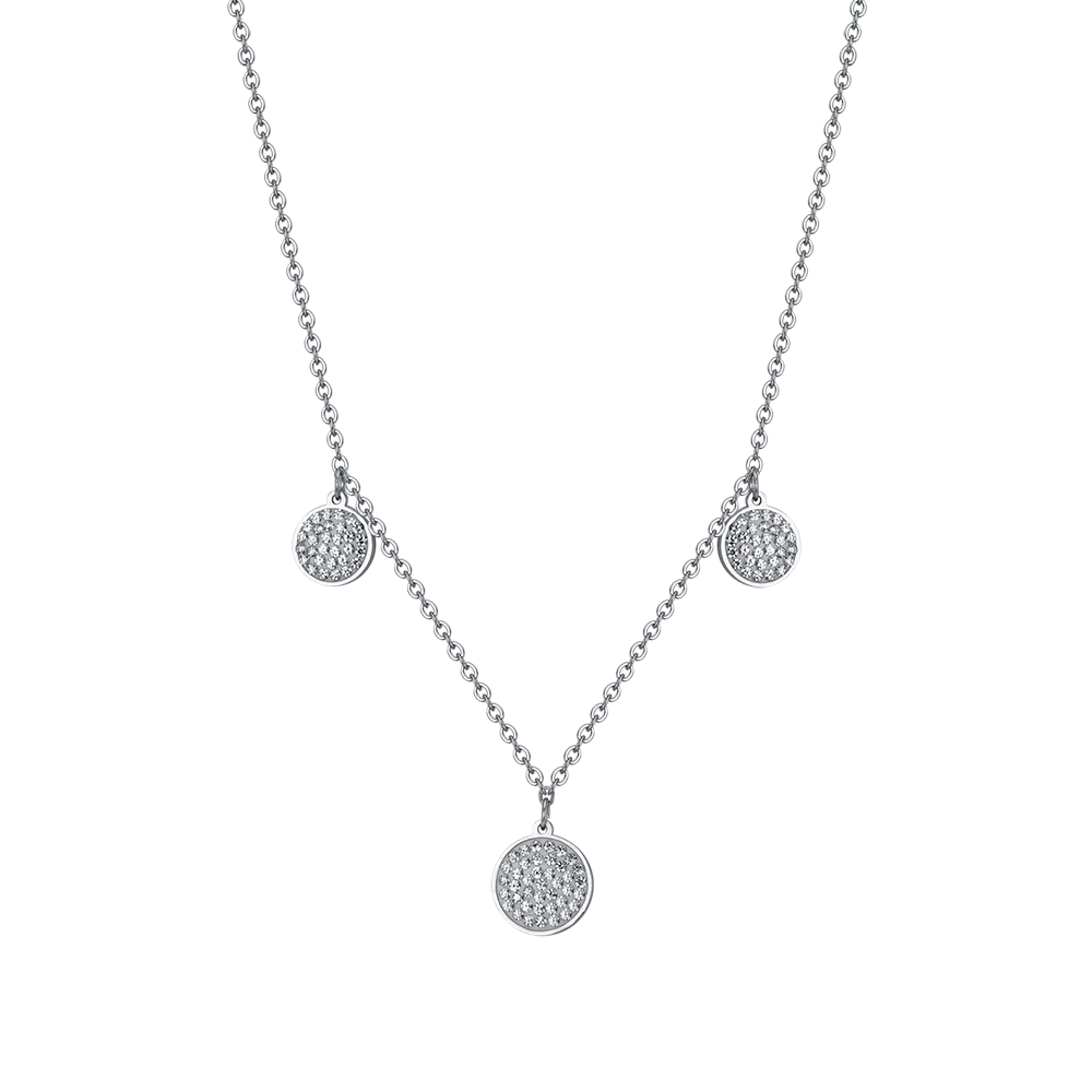 COLLANA DONNA IN ACCIAIO ELEMENTI TONDI CON CRISTALLI BIANCHI