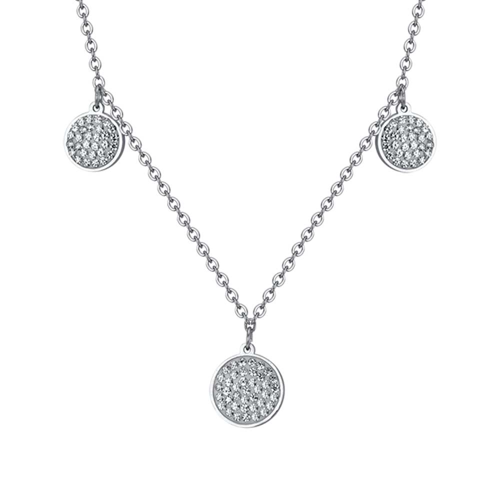 COLLANA DONNA IN ACCIAIO ELEMENTI TONDI CON CRISTALLI BIANCHI - Image 4
