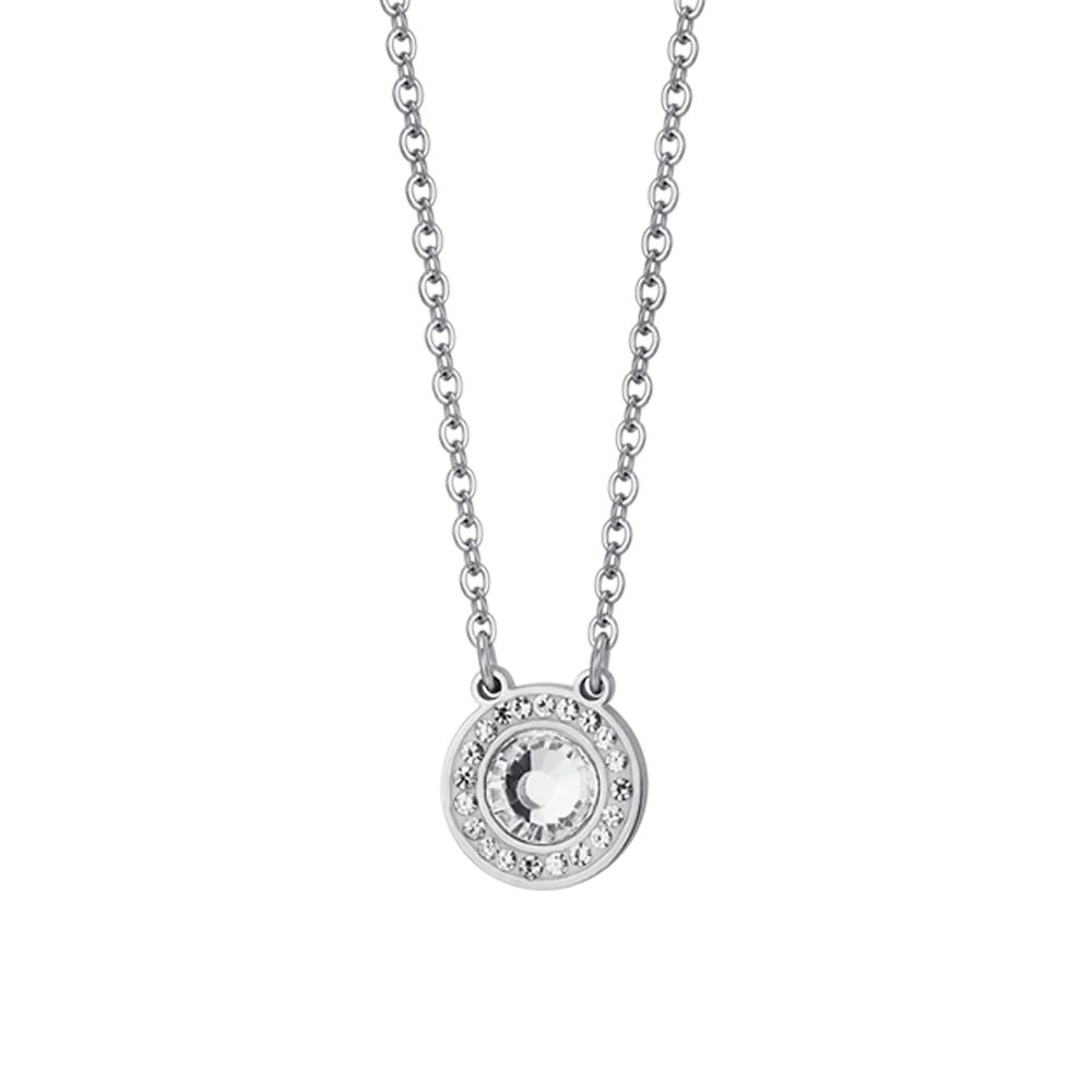 COLLANA DONNA IN ACCIAIO ELEMENTO CRISTALLO BIANCO E CRISTALLI BIANCHI - Image 4