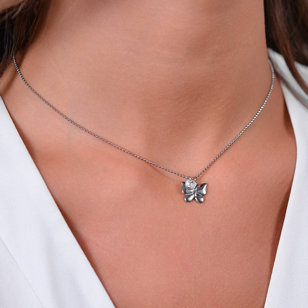 COLLANA DONNA IN ACCIAIO FARFALLA E ZIRCONE - Image 2