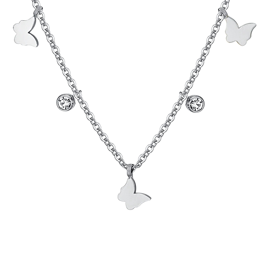 COLLANA DONNA IN ACCIAIO FARFALLE E CRISTALLI - Image 4