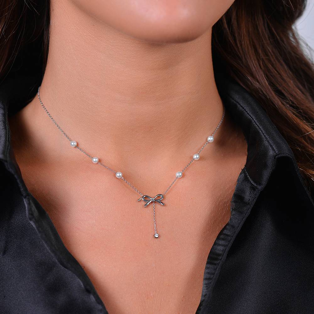COLLANA DONNA IN ACCIAIO FIOCCO E CRISTALLO - Image 2