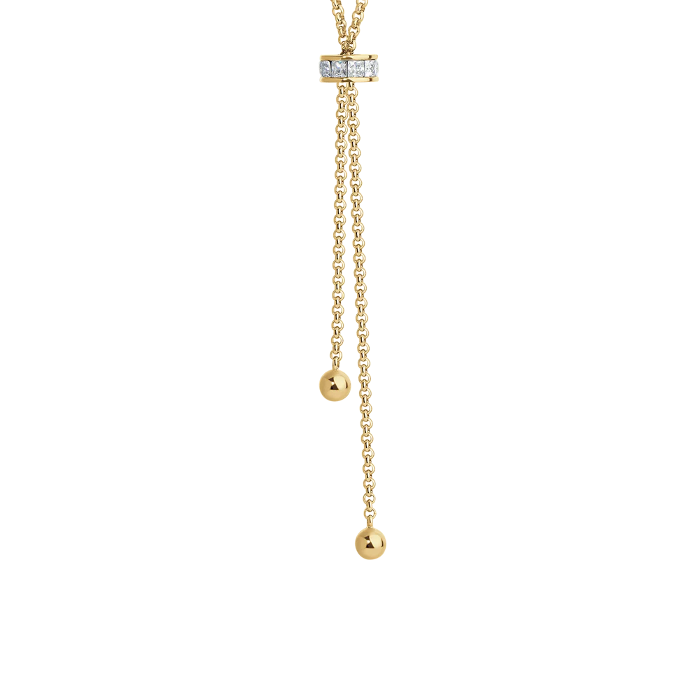 COLLANA DONNA IN ACCIAIO IP GOLD, BUSSOLOTTO ED ELEMENTI CON ZIRCONI BIANCHI - Image 5