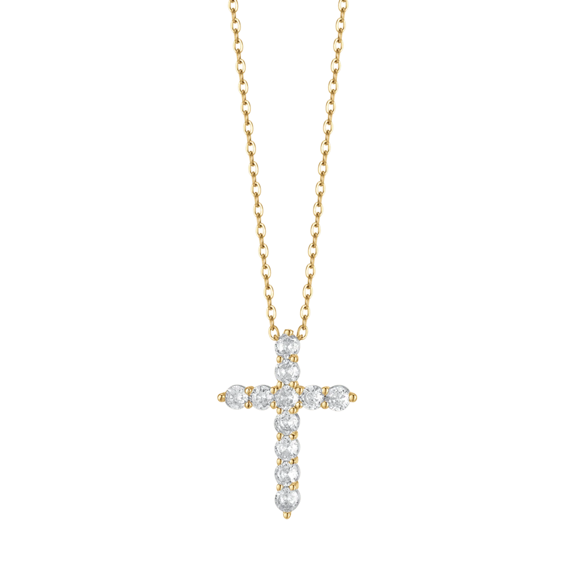 COLLANA DONNA IN ACCIAIO IP GOLD CON CROCE CON CRISTALLI BIANCHI - Image 4