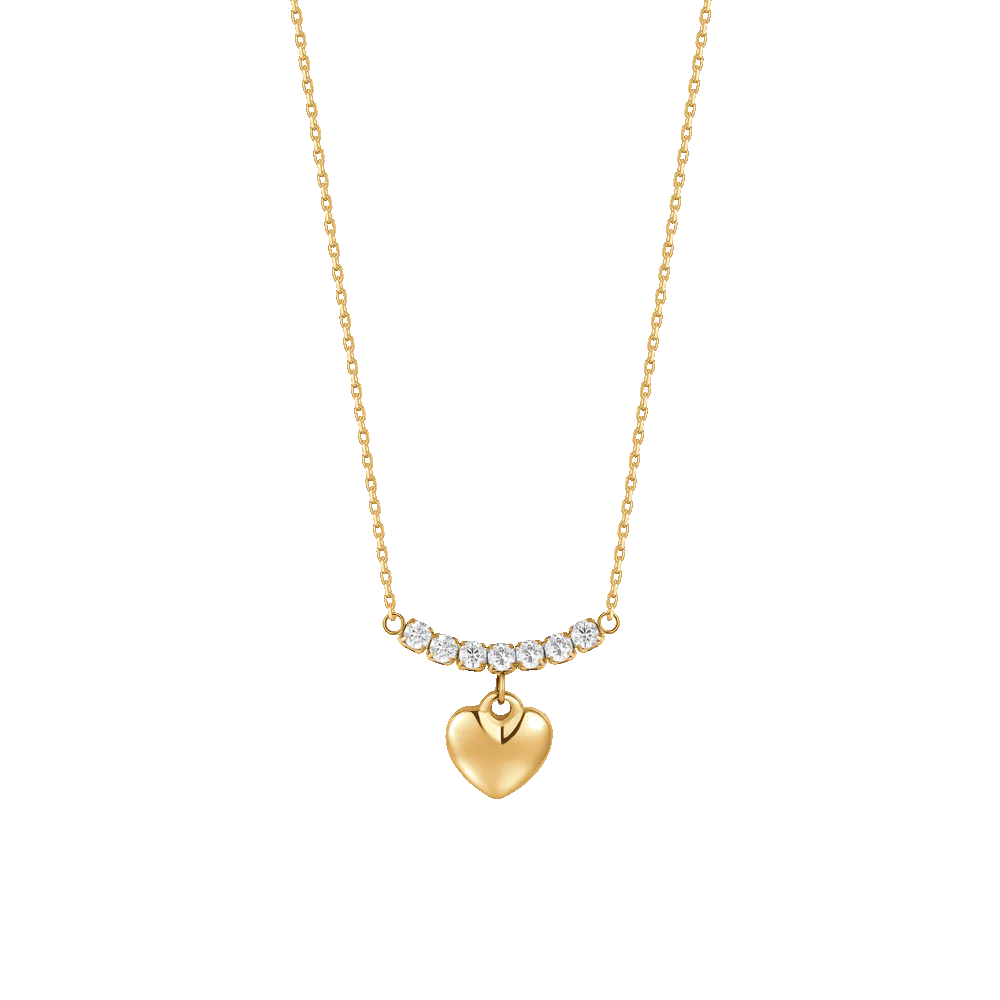 COLLANA DONNA IN ACCIAIO IP GOLD CON CUORE E ZIRCONI BIANCHI