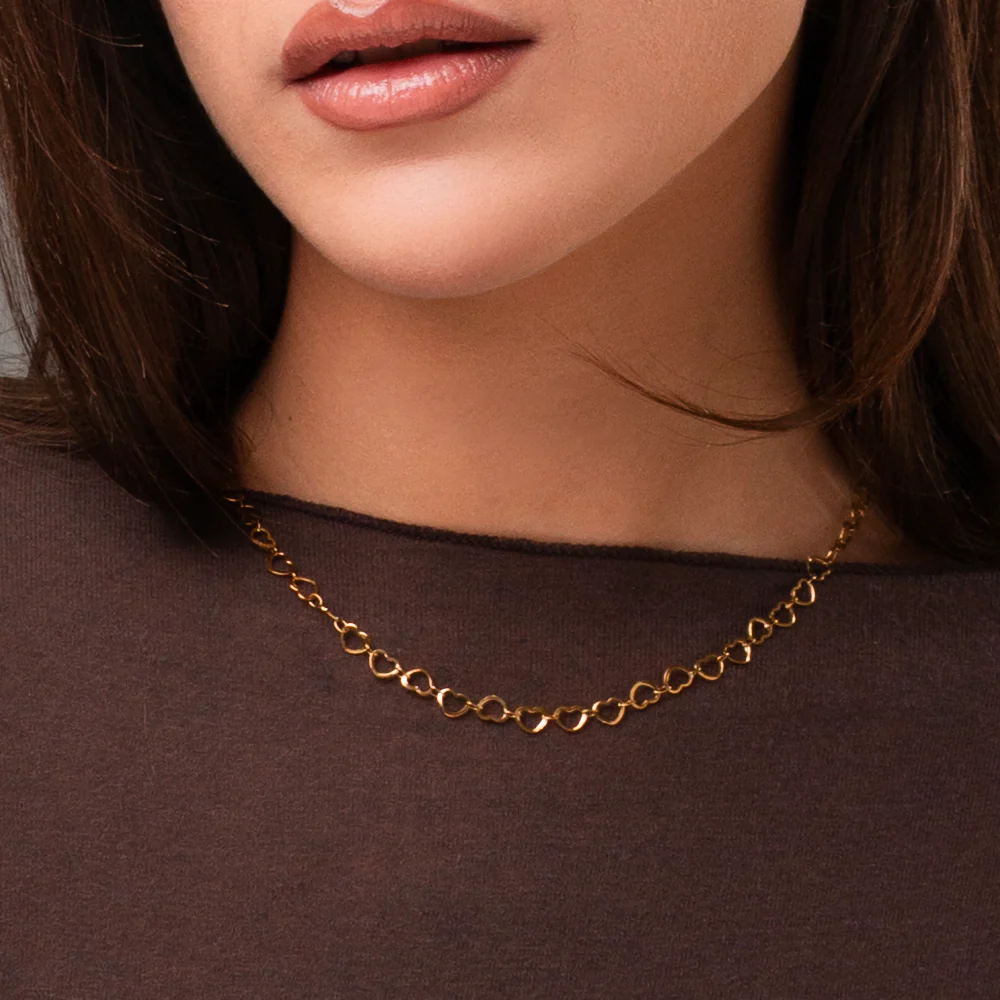 COLLANA DONNA IN ACCIAIO IP GOLD CON CUORI - Image 2