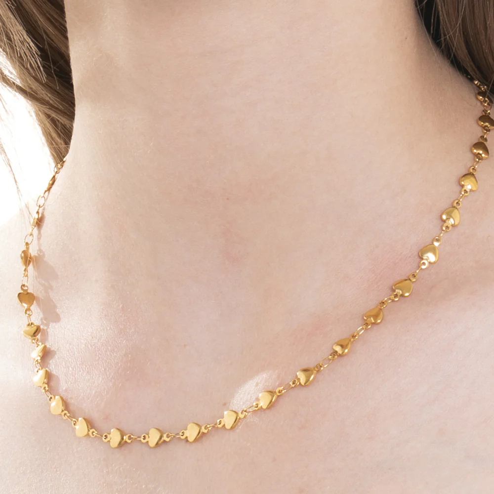 COLLANA DONNA IN ACCIAIO IP GOLD CON CUORI - Image 2
