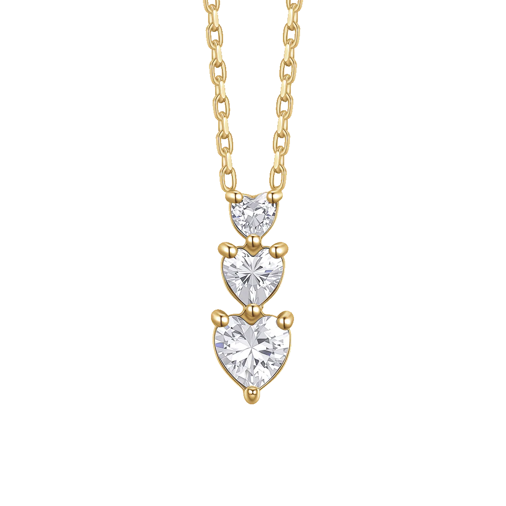 COLLANA DONNA IN ACCIAIO IP GOLD CON CUORI CON ZIRCONI BIANCHI