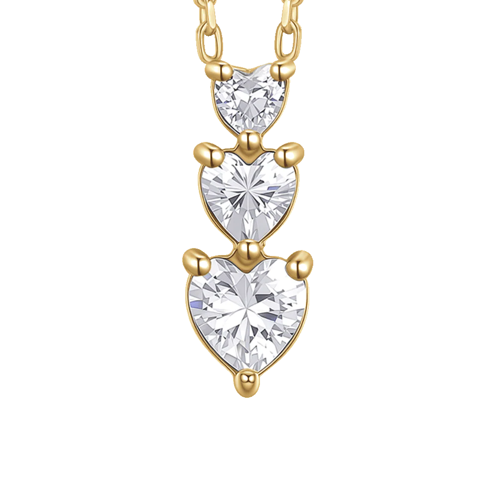 COLLANA DONNA IN ACCIAIO IP GOLD CON CUORI CON ZIRCONI BIANCHI - Image 5