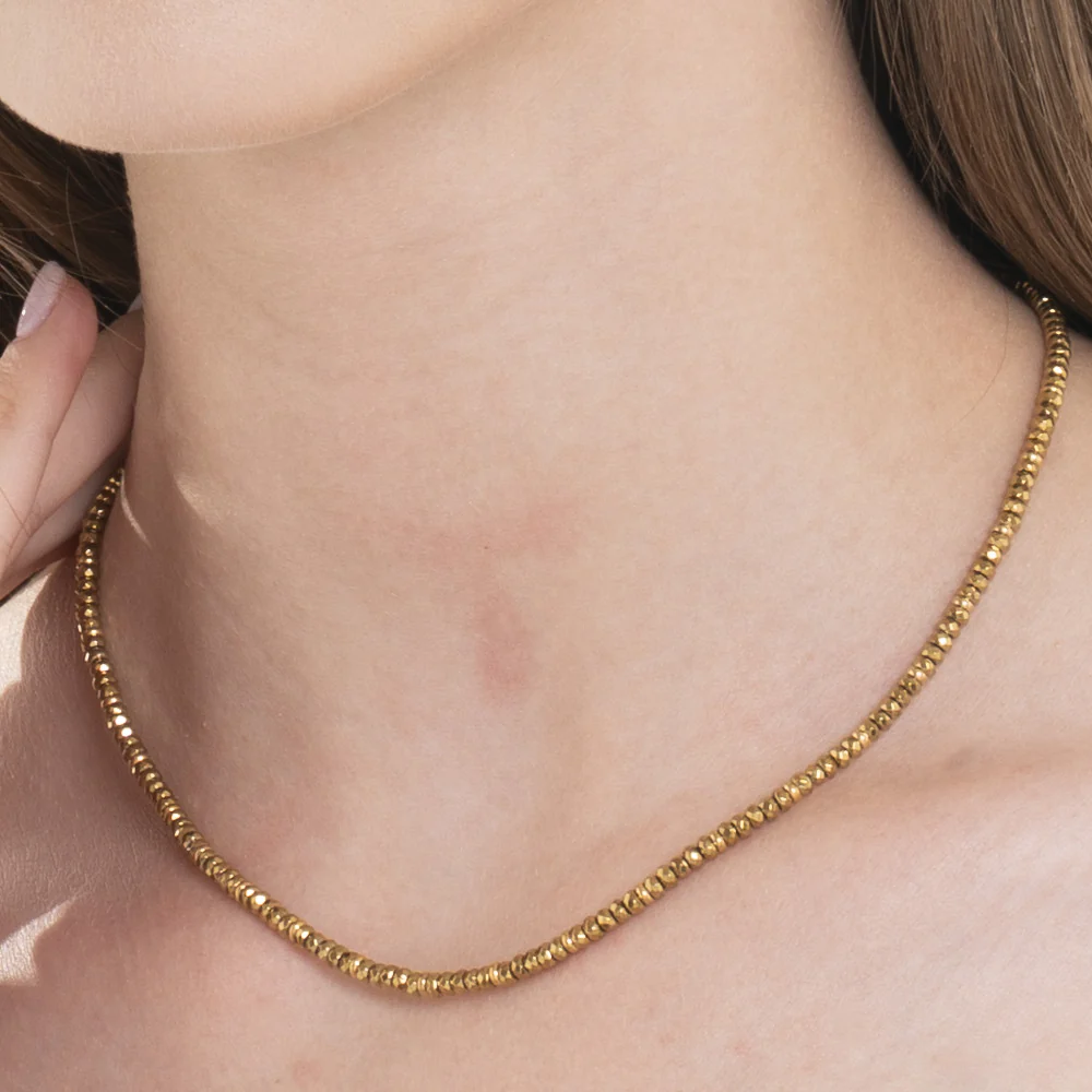 COLLANA DONNA IN ACCIAIO IP GOLD CON EMATITE - Image 2