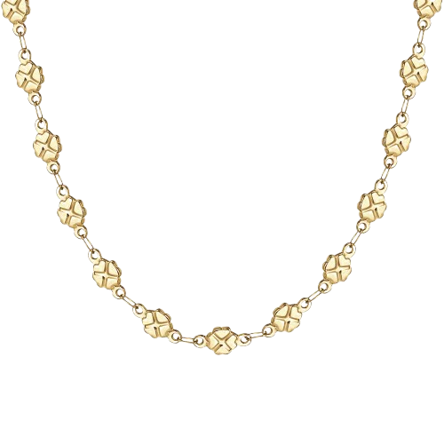 COLLANA DONNA IN ACCIAIO IP GOLD CON QUADRIFOGLI