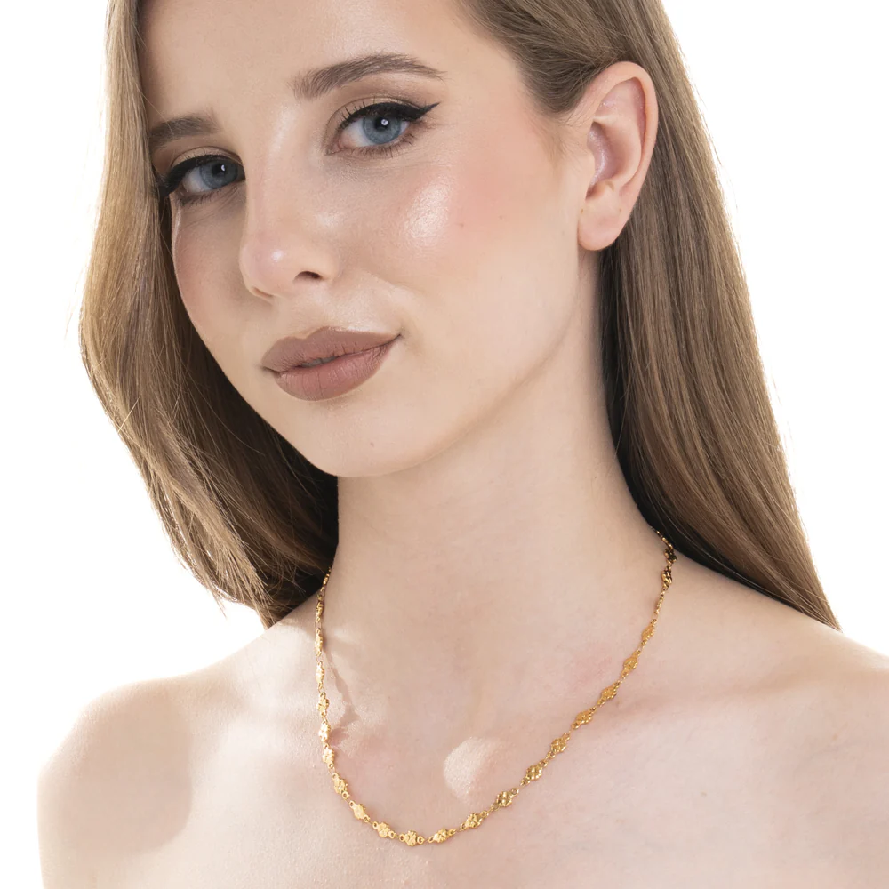 COLLANA DONNA IN ACCIAIO IP GOLD CON QUADRIFOGLI - Image 3