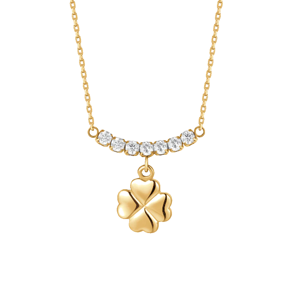 COLLANA DONNA IN ACCIAIO IP GOLD CON QUADRIFOGLIO E ZIRCONI BIANCHI - Image 4