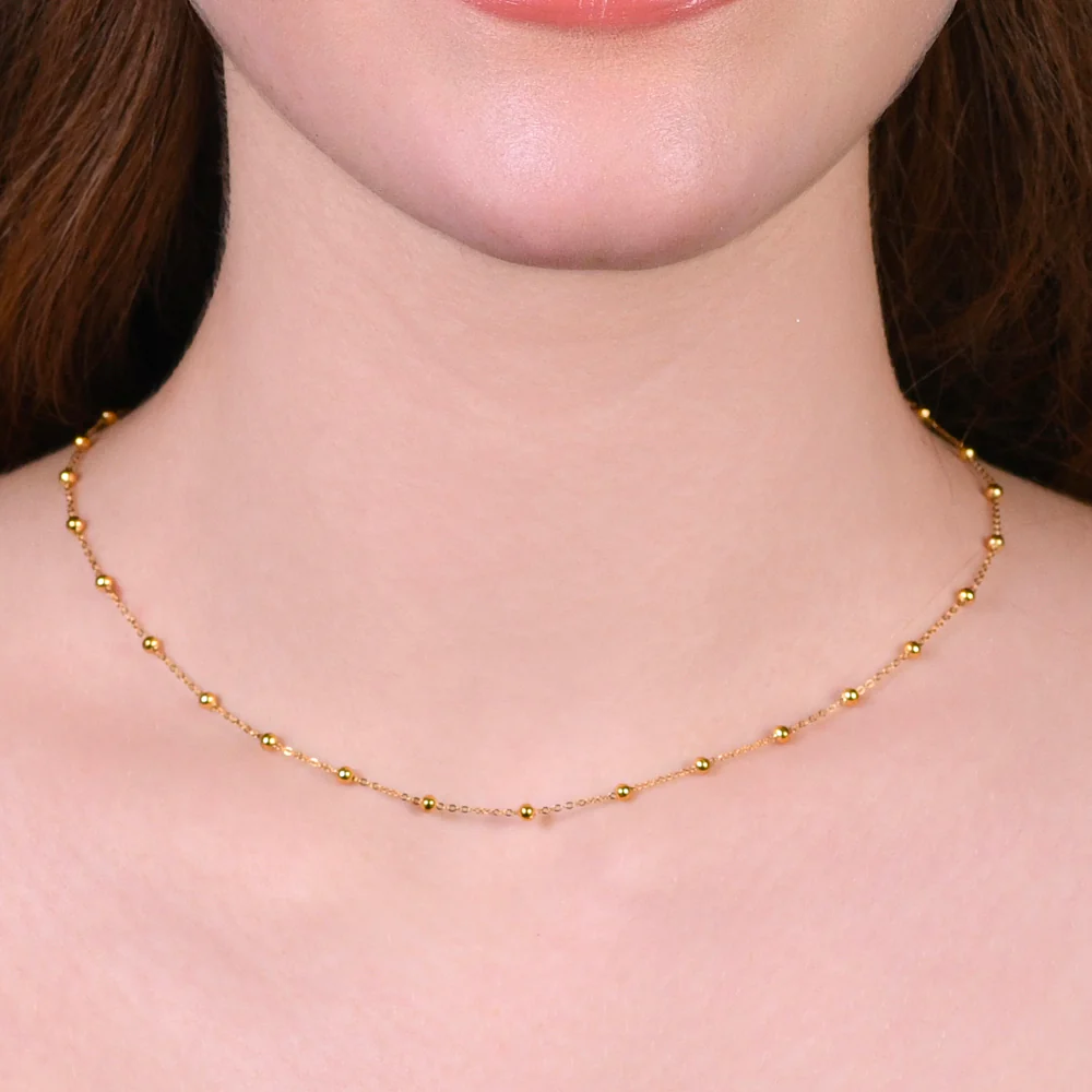 COLLANA DONNA IN ACCIAIO IP GOLD CON SFERE - Image 2