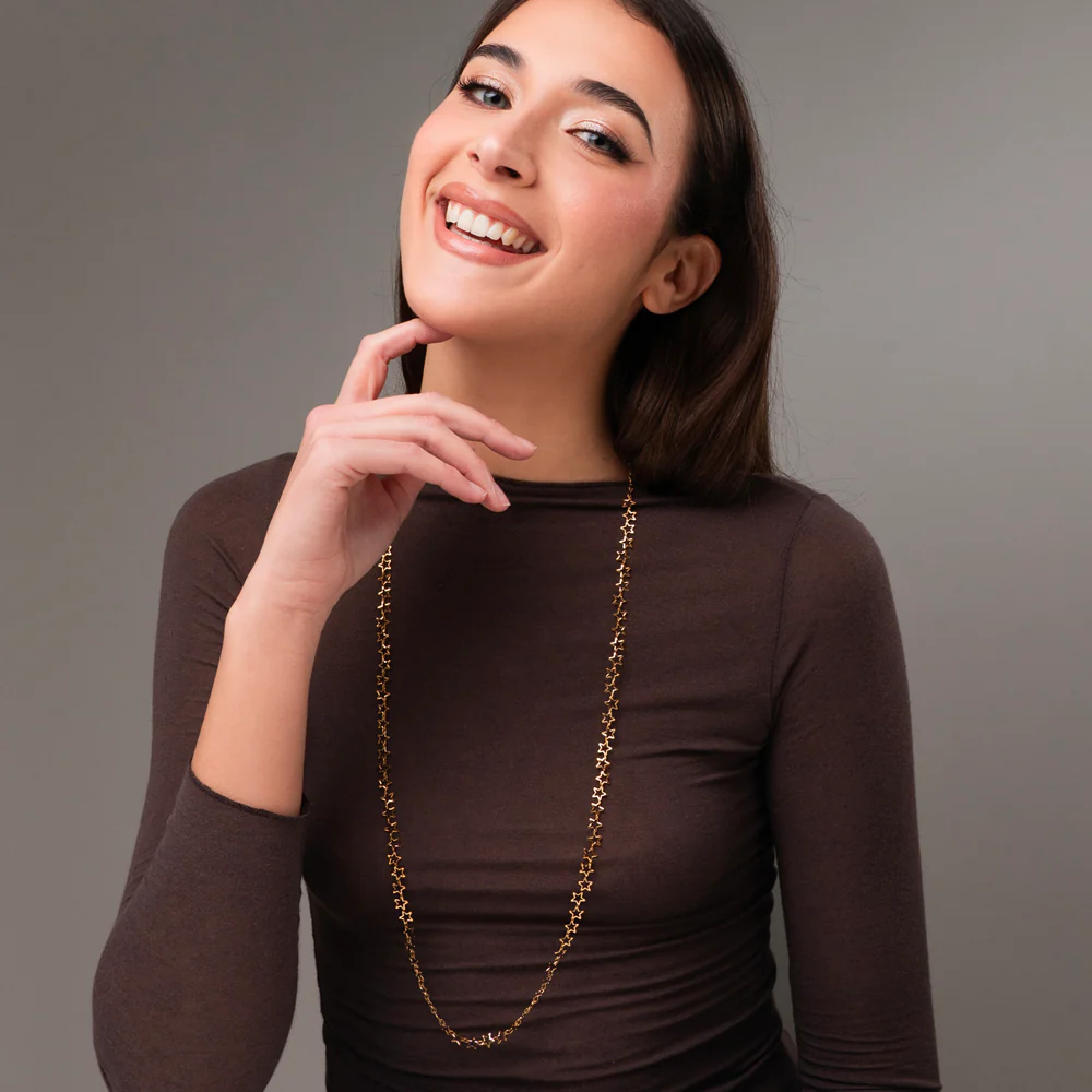 COLLANA DONNA IN ACCIAIO IP GOLD CON STELLE - Image 3