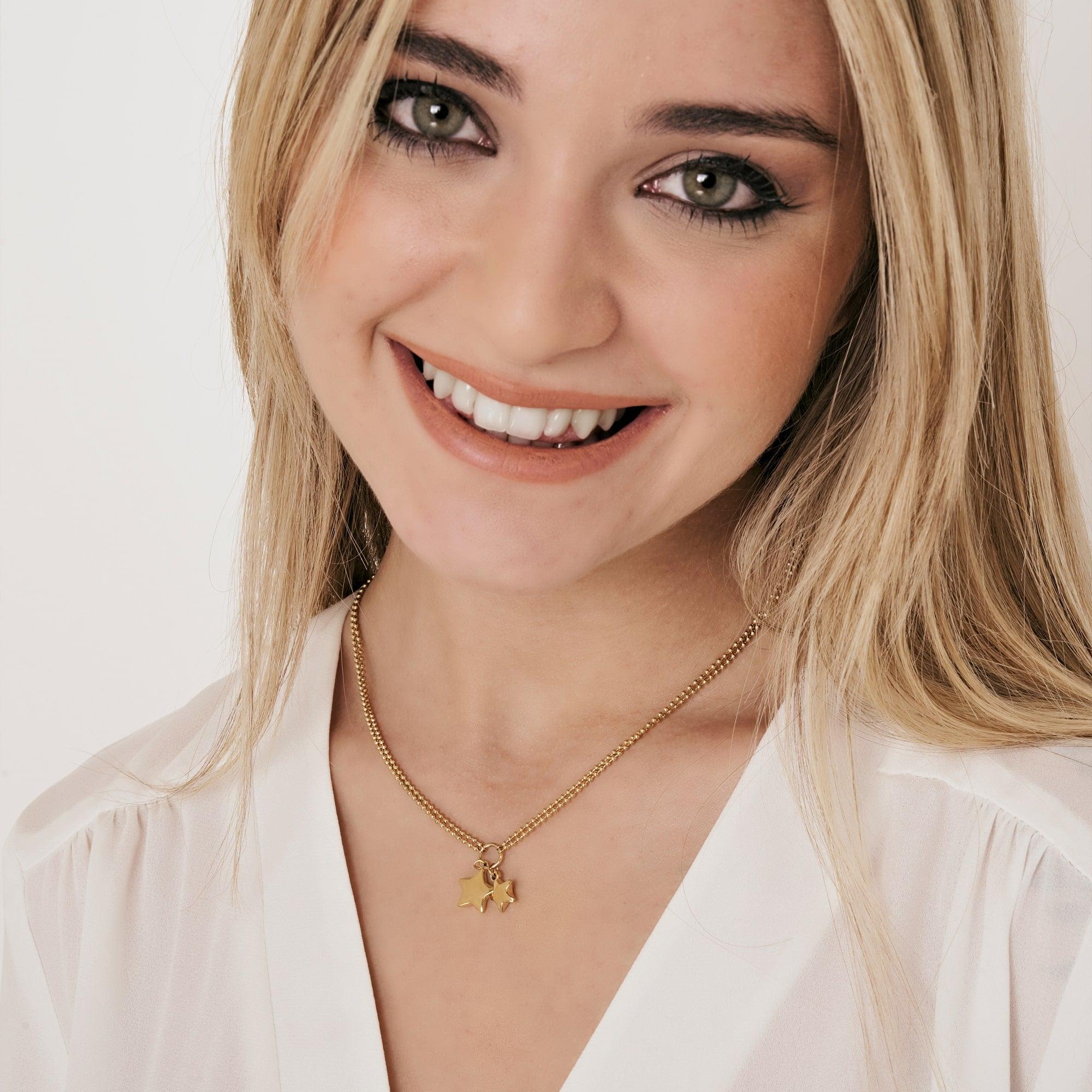 COLLANA DONNA IN ACCIAIO IP GOLD CON STELLE - Image 3