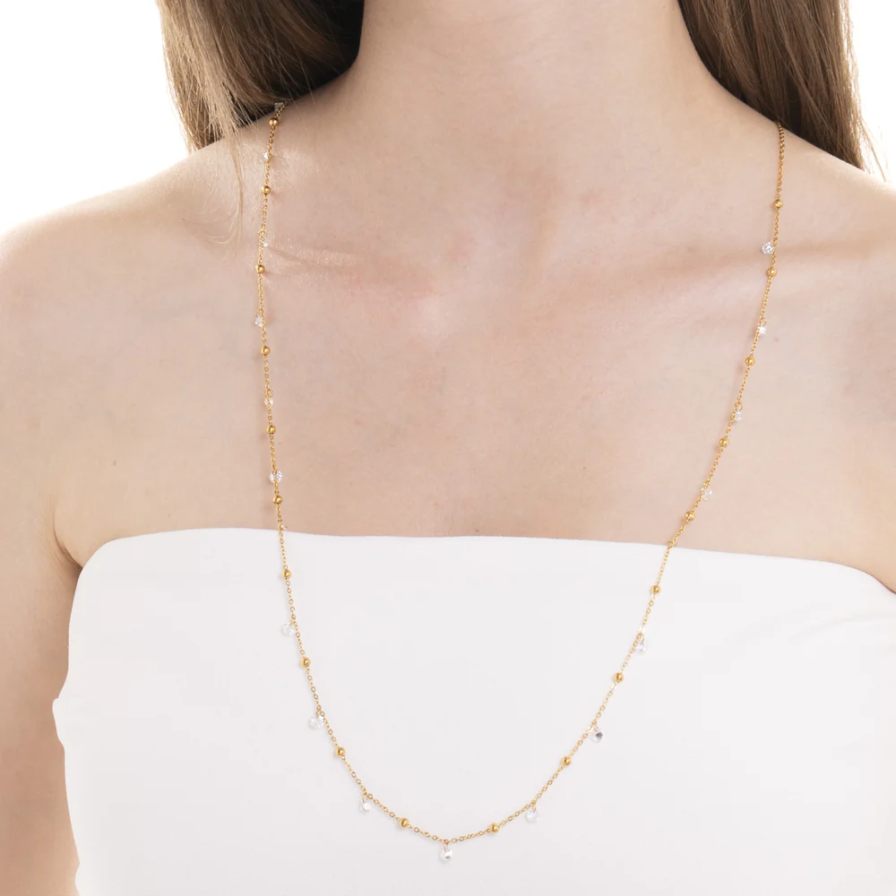 COLLANA DONNA IN ACCIAIO IP GOLD CON ZIRCONI BIANCHI - Image 2