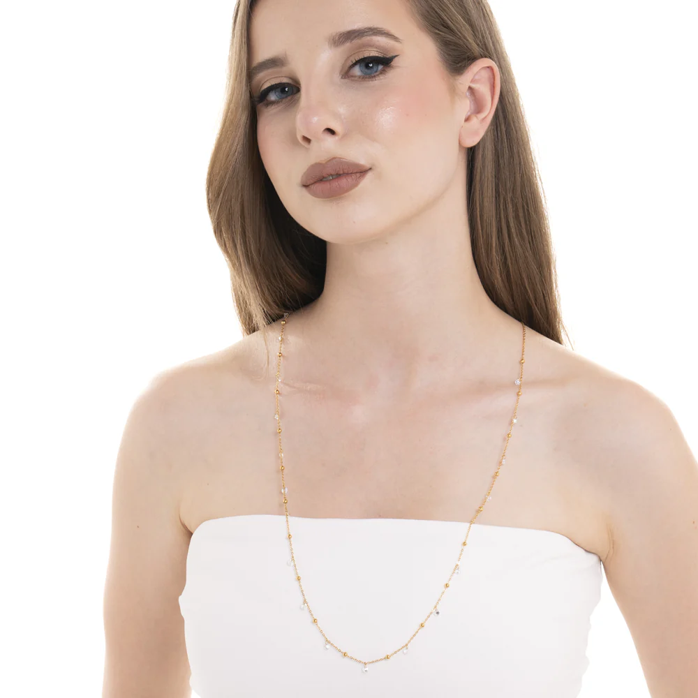 COLLANA DONNA IN ACCIAIO IP GOLD CON ZIRCONI BIANCHI - Image 3