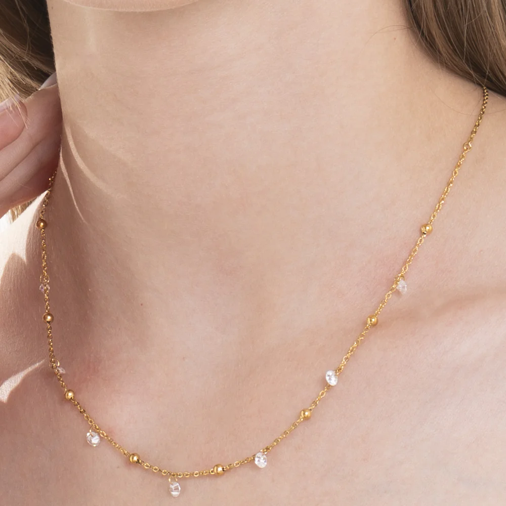 COLLANA DONNA IN ACCIAIO IP GOLD CON ZIRCONI BIANCHI - Image 2