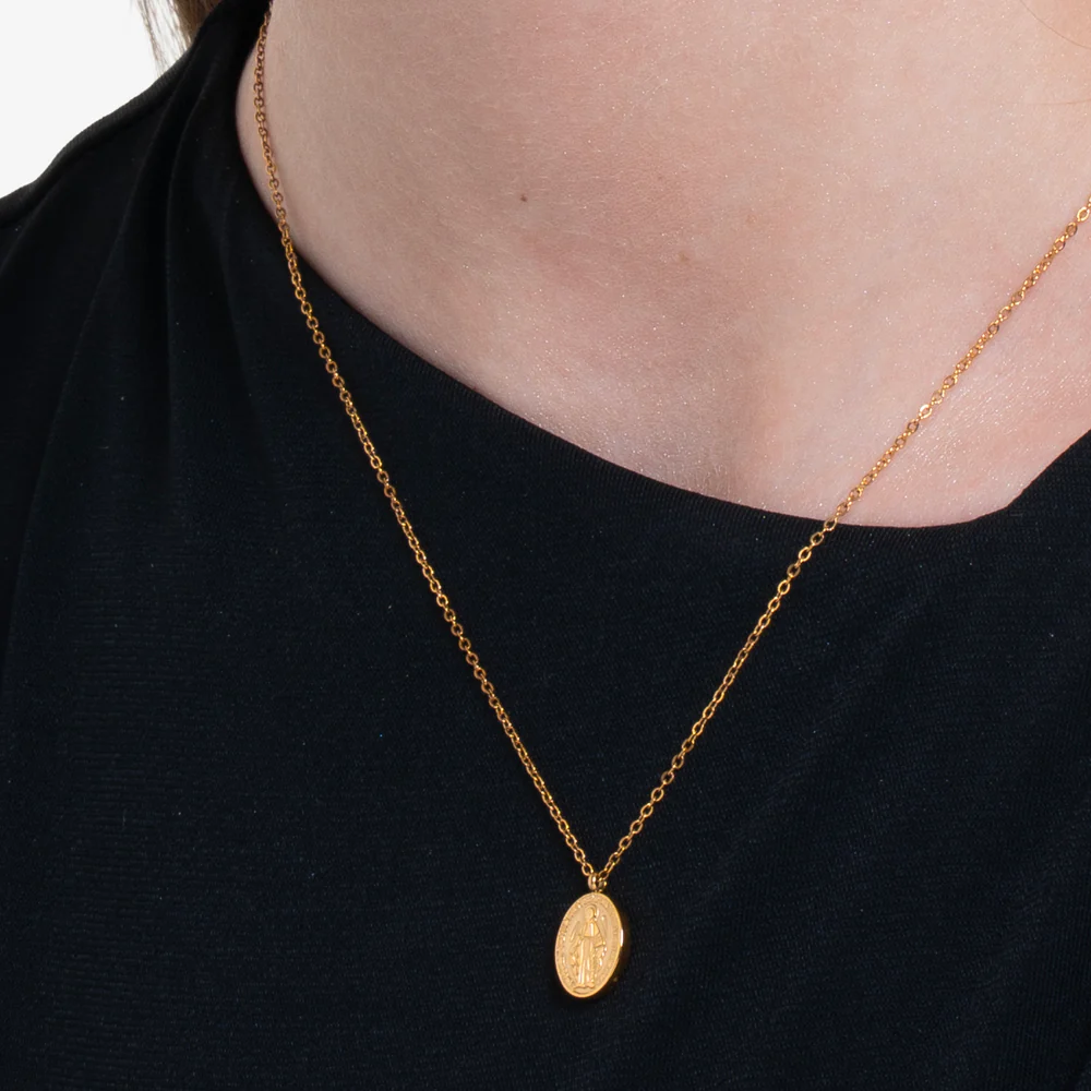 COLLANA DONNA IN ACCIAIO IP GOLD, MEDAGLIETTA CON MADONNINA - Image 2