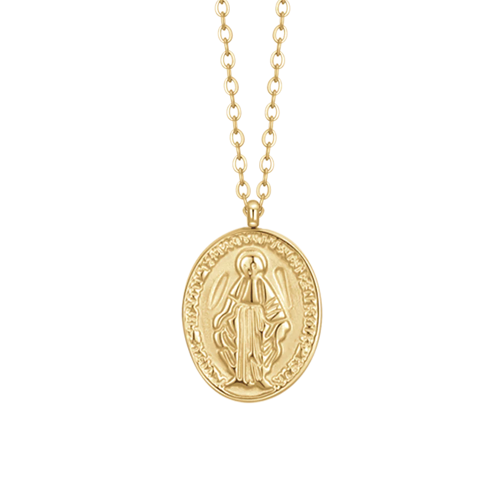 COLLANA DONNA IN ACCIAIO IP GOLD, MEDAGLIETTA CON MADONNINA MIRACOLOSA - Image 4
