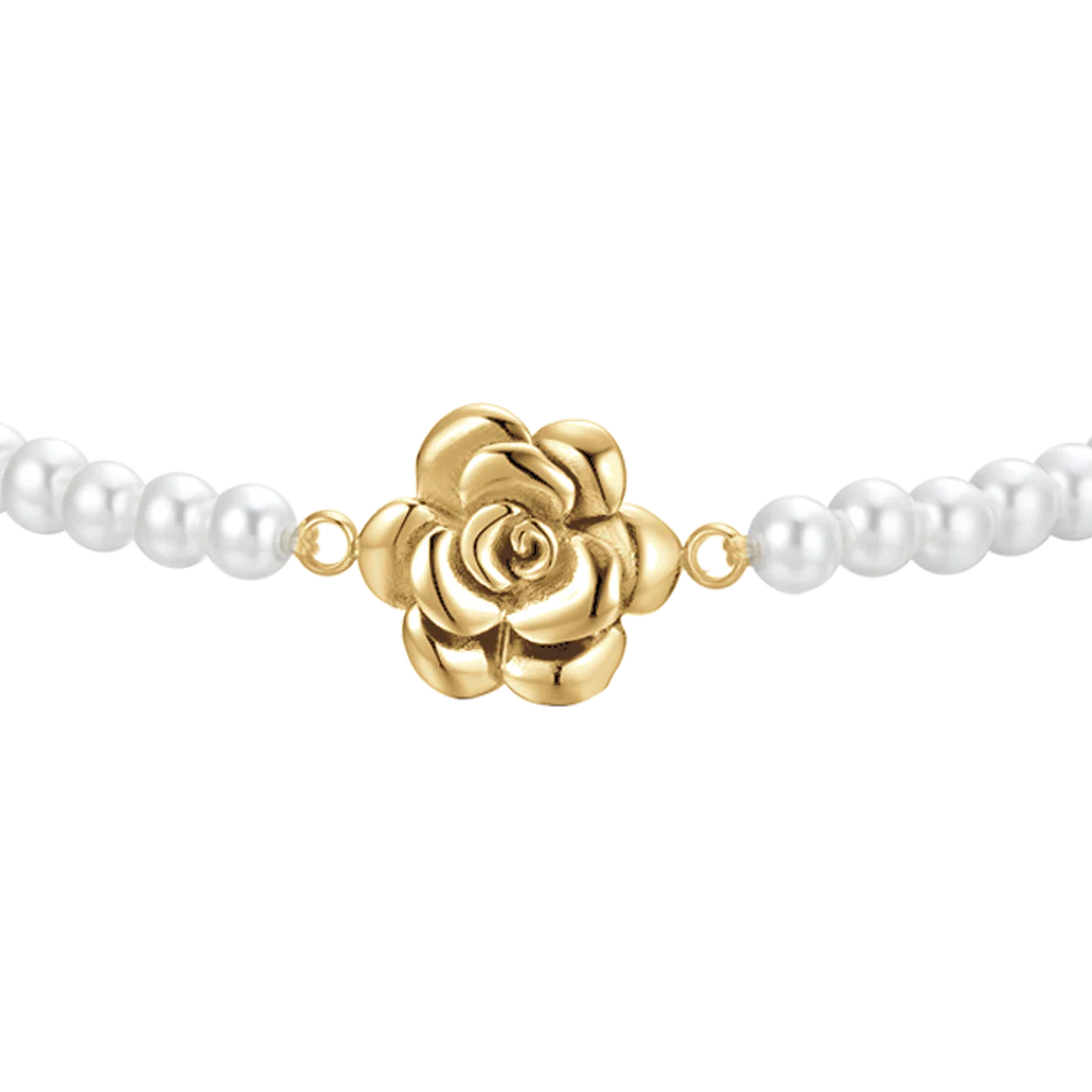 BRACCIALE DONNA IN ACCIAIO IP GOLD PERLE E ROSA - Image 4