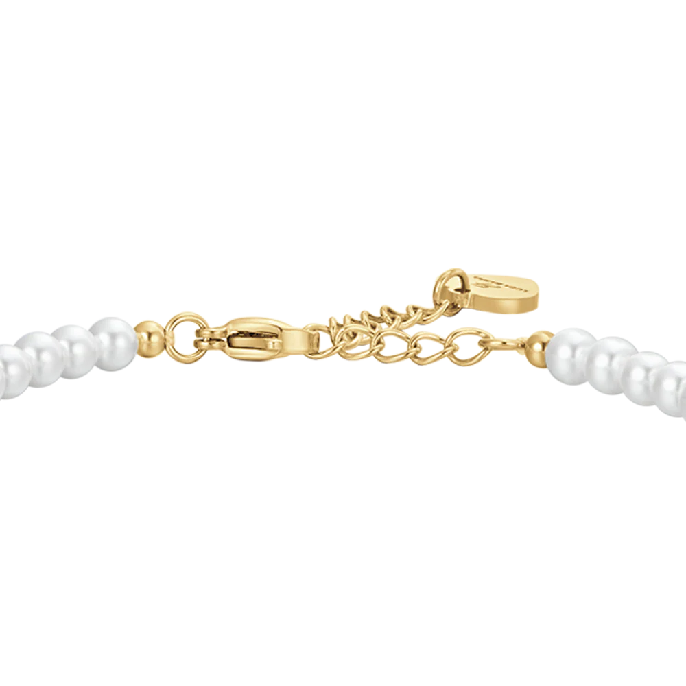 BRACCIALE DONNA IN ACCIAIO IP GOLD PERLE E ROSA - Image 5