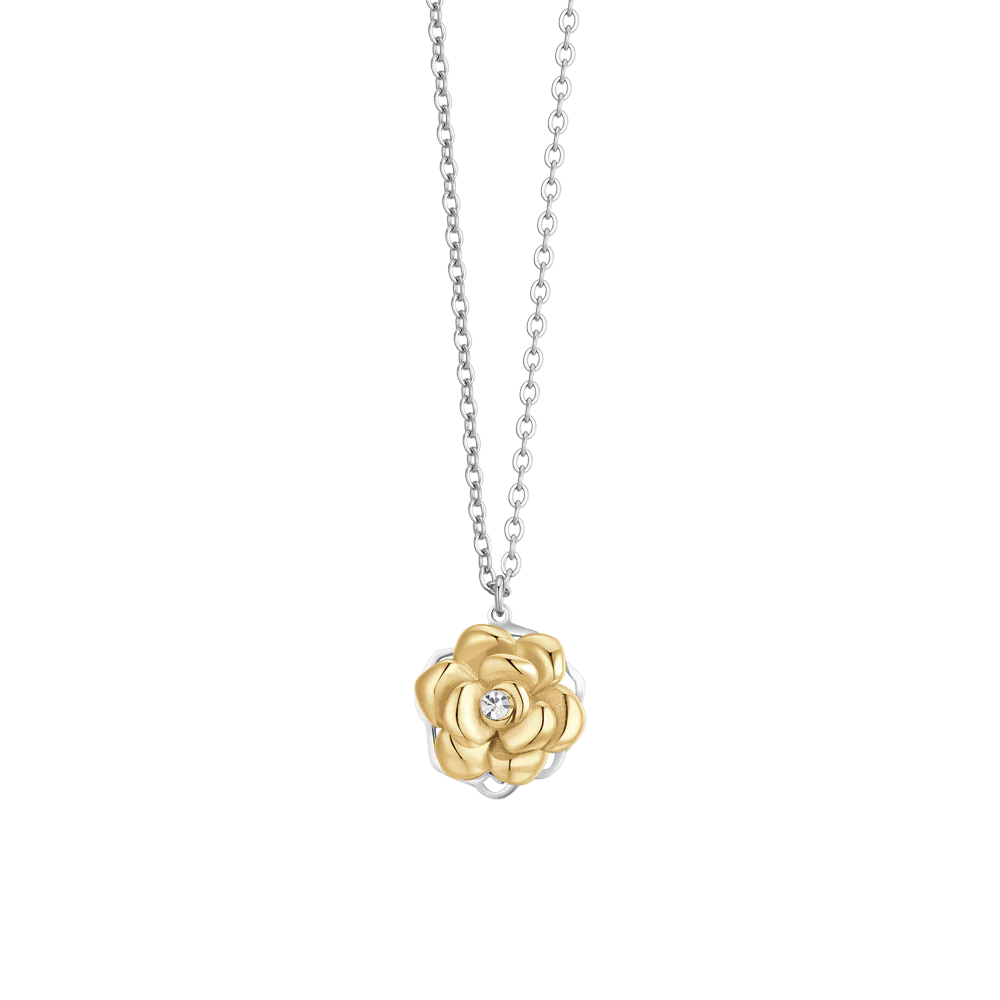 COLLANA DONNA IN ACCIAIO IP GOLD ROSA GIREVOLE