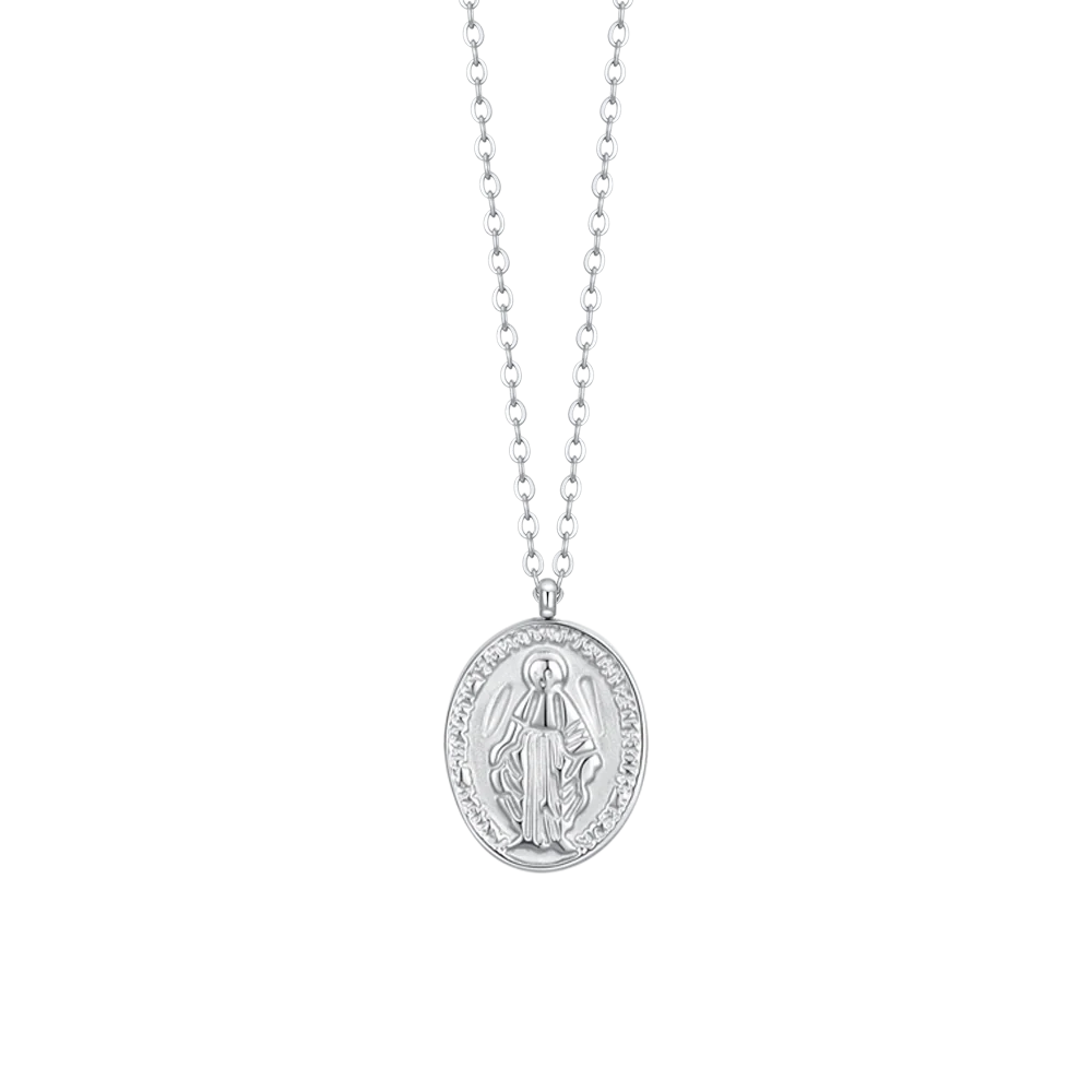 COLLANA DONNA IN ACCIAIO, MEDAGLIETTA CON MADONNINA MIRACOLOSA