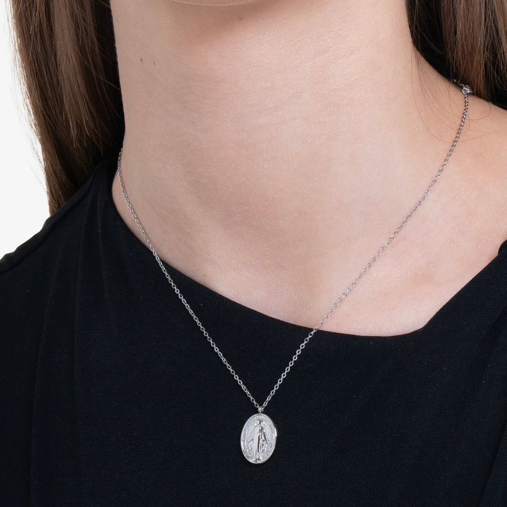COLLANA DONNA IN ACCIAIO, MEDAGLIETTA CON MADONNINA MIRACOLOSA - Image 2