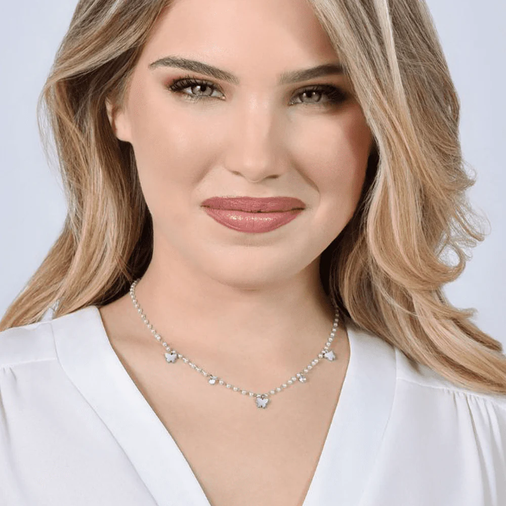 COLLANA DONNA IN ACCIAIO PERLE CON FARFALLE - Image 3