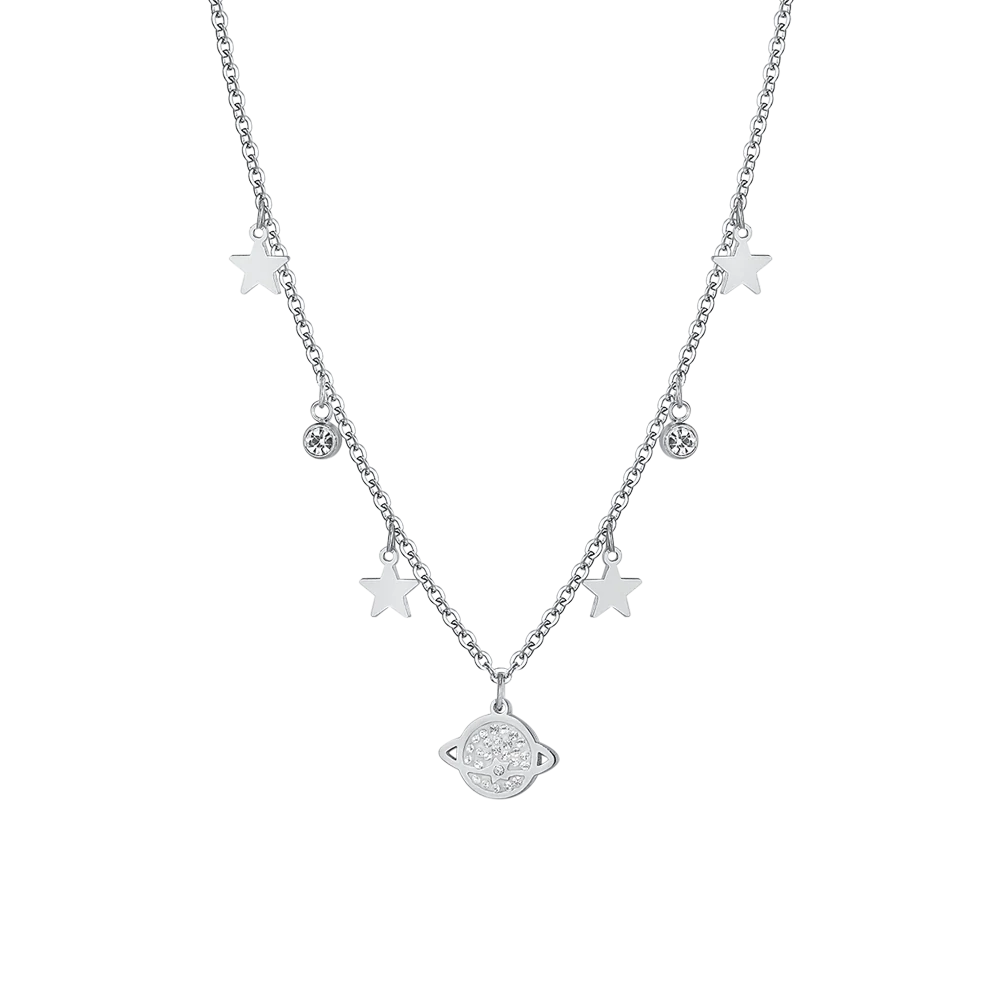COLLANA DONNA IN ACCIAIO PIANETA E STELLE