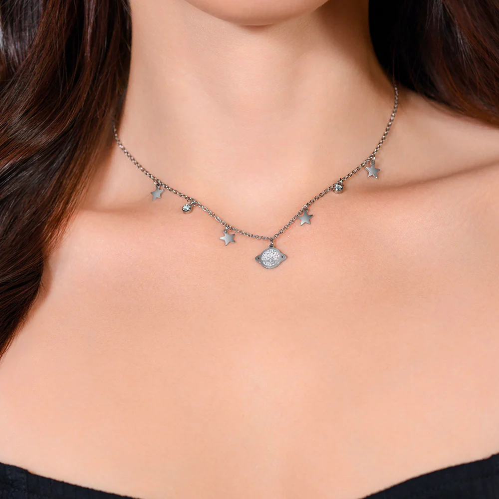 COLLANA DONNA IN ACCIAIO PIANETA E STELLE - Image 2