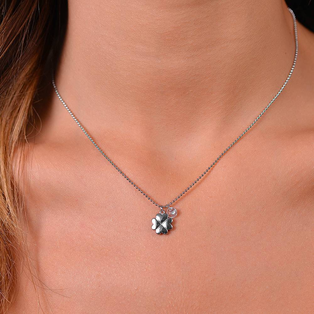 COLLANA DONNA IN ACCIAIO QUADRIFOGLIO E ZIRCONE - Image 2