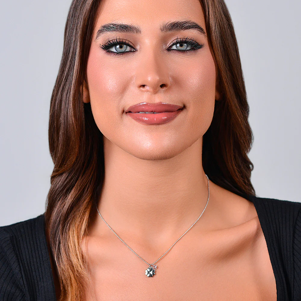 COLLANA DONNA IN ACCIAIO QUADRIFOGLIO E ZIRCONE - Image 3