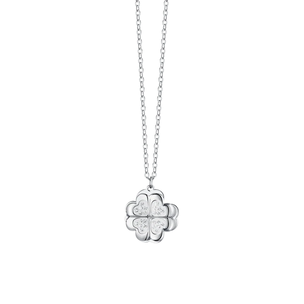 COLLANA DONNA IN ACCIAIO QUADRIFOGLIO GIREVOLE
