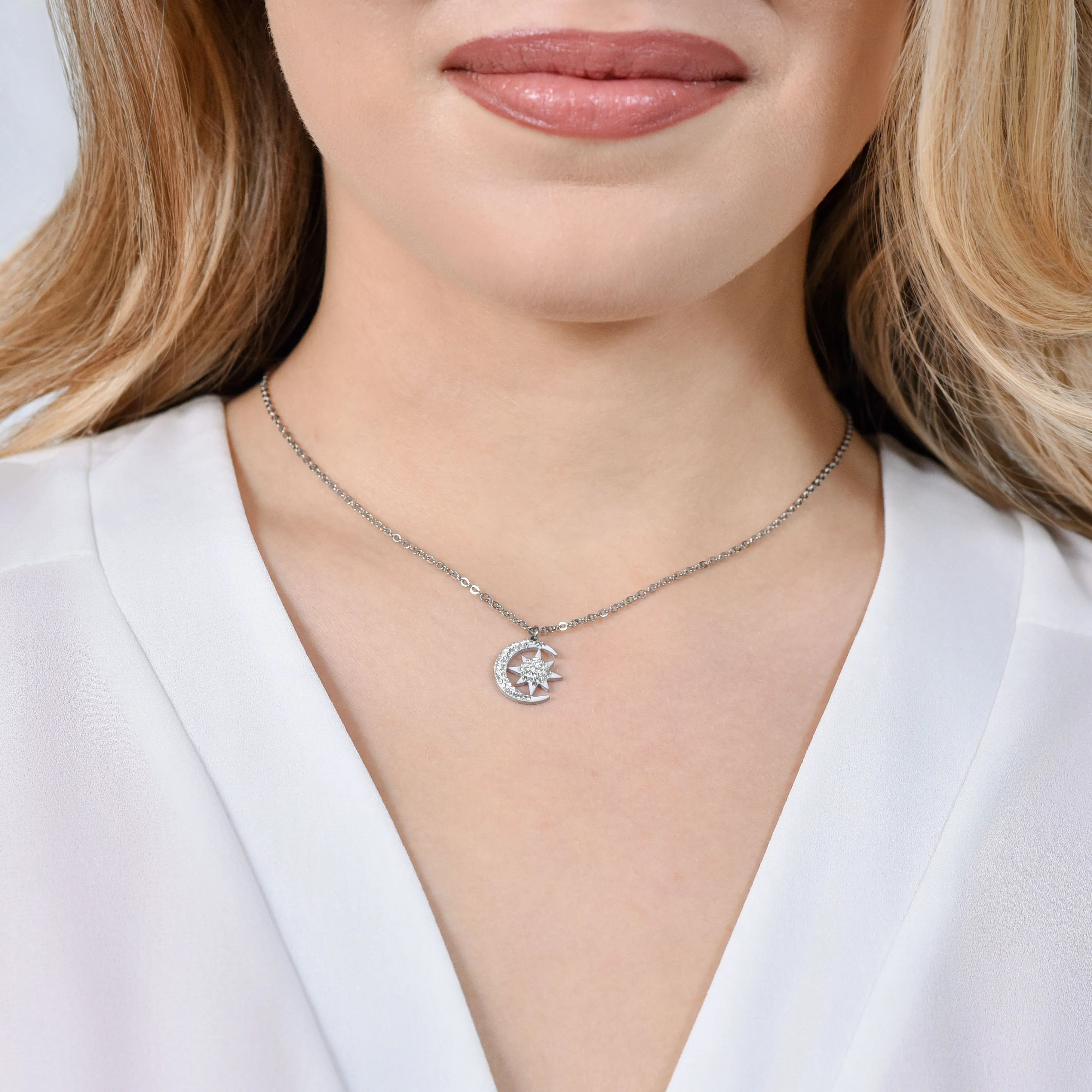 COLLANA DONNA IN ACCIAIO STELLA E LUNA - Image 2