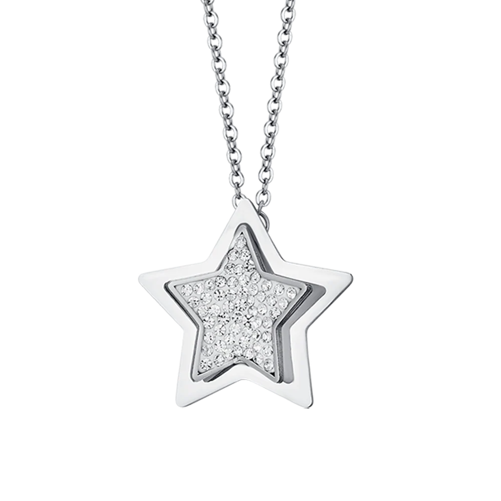 COLLANA DONNA IN ACCIAIO STELLE CON CRISTALLI BIANCHI - Image 4