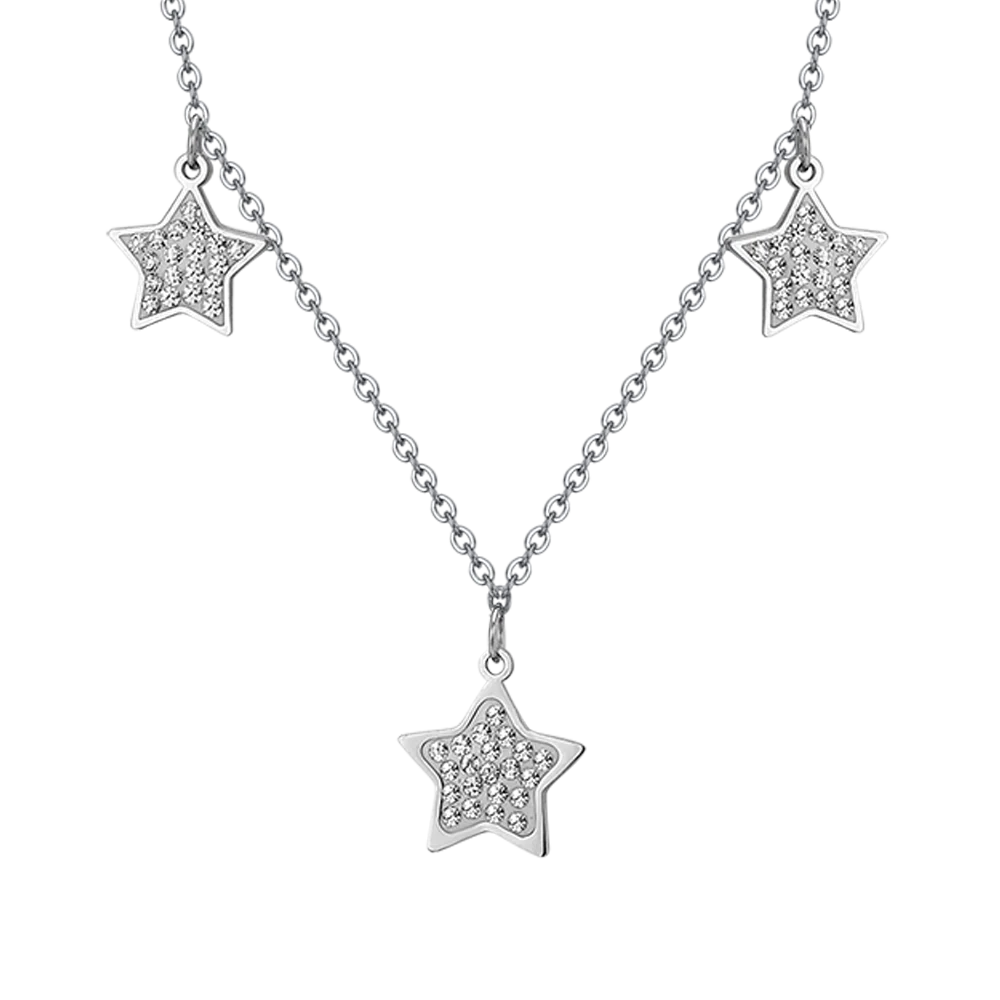 COLLANA DONNA IN ACCIAIO STELLE CON CRISTALLI BIANCHI - Image 4