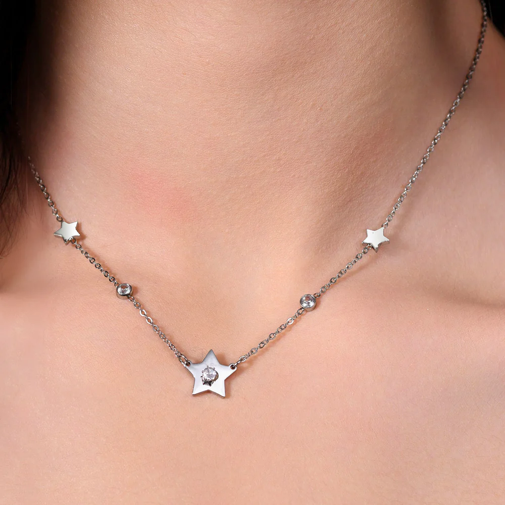 COLLANA DONNA IN ACCIAIO STELLE E ZIRCONI - Image 2