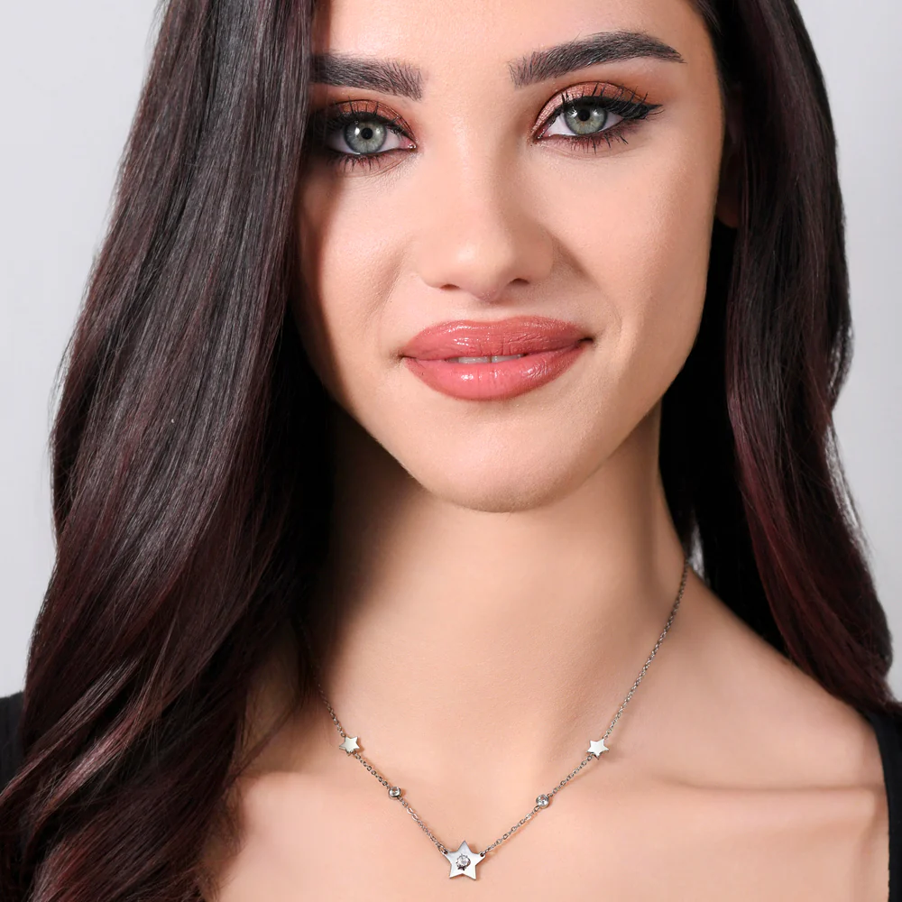 COLLANA DONNA IN ACCIAIO STELLE E ZIRCONI - Image 3