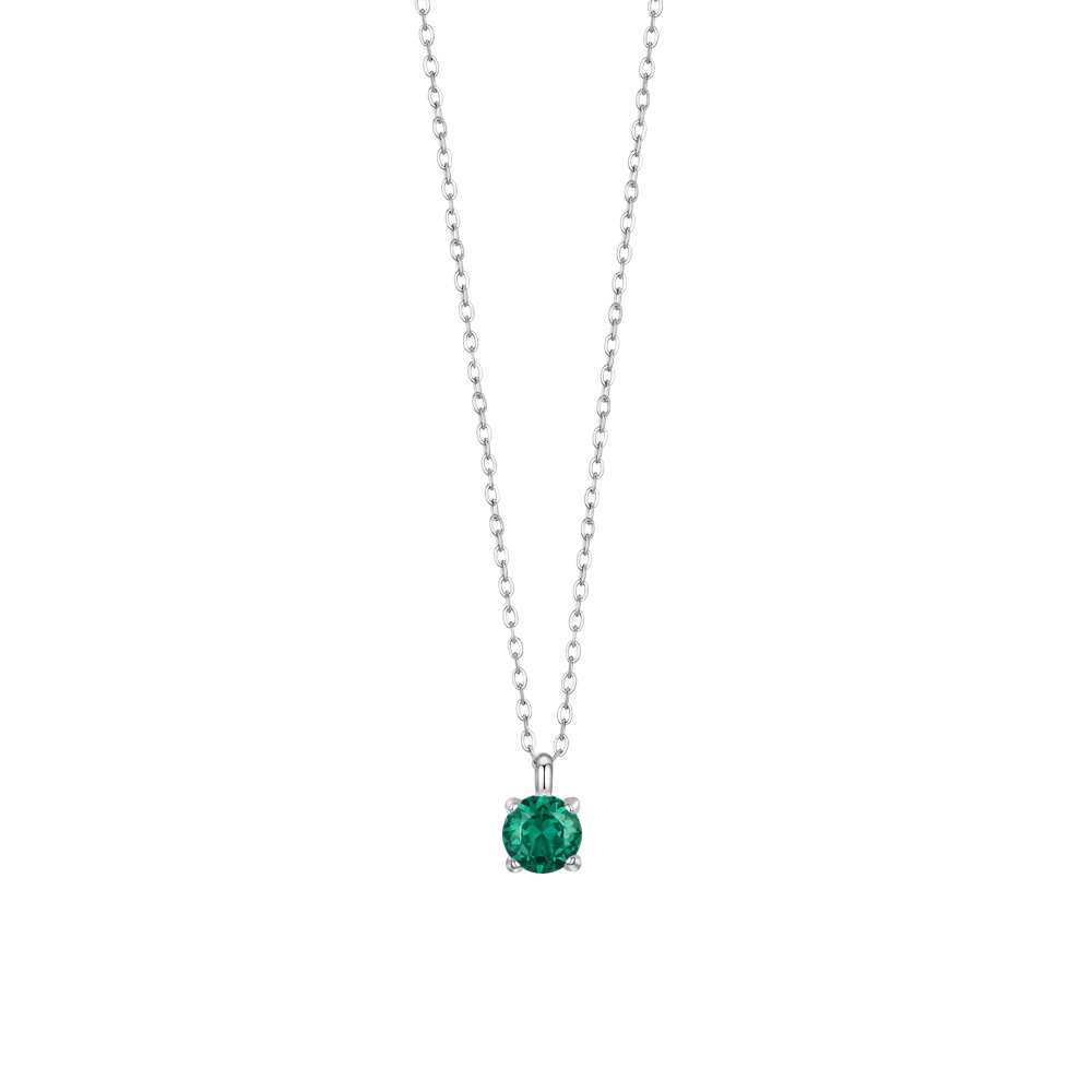 COLLANA DONNA IN ACCIAIO  ZIRCONE VERDE