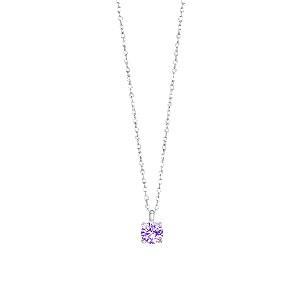 COLLANA DONNA IN ACCIAIO  ZIRCONE VIOLA