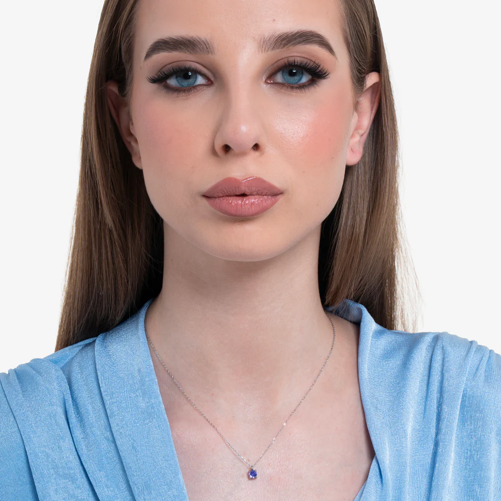 COLLANA DONNA IN ACCIAIO  ZIRCONE VIOLA - Image 3